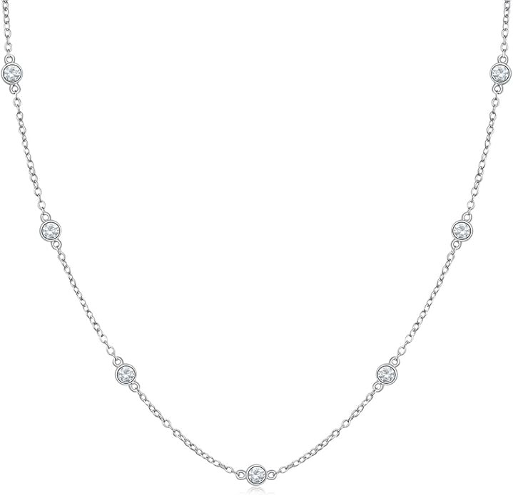 EAMTI 925 Sterling Silver Station Necklace for Women CZ BTY Necklace Pendant by The Yard Station ... | Amazon (US)