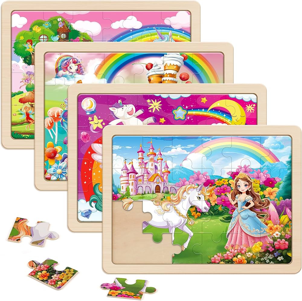 SYNARRY Large Unicorn Princess Fairy Wooden Puzzles for Girls Gift Box(12.2*9.4 in) - FSC Certifi... | Amazon (US)