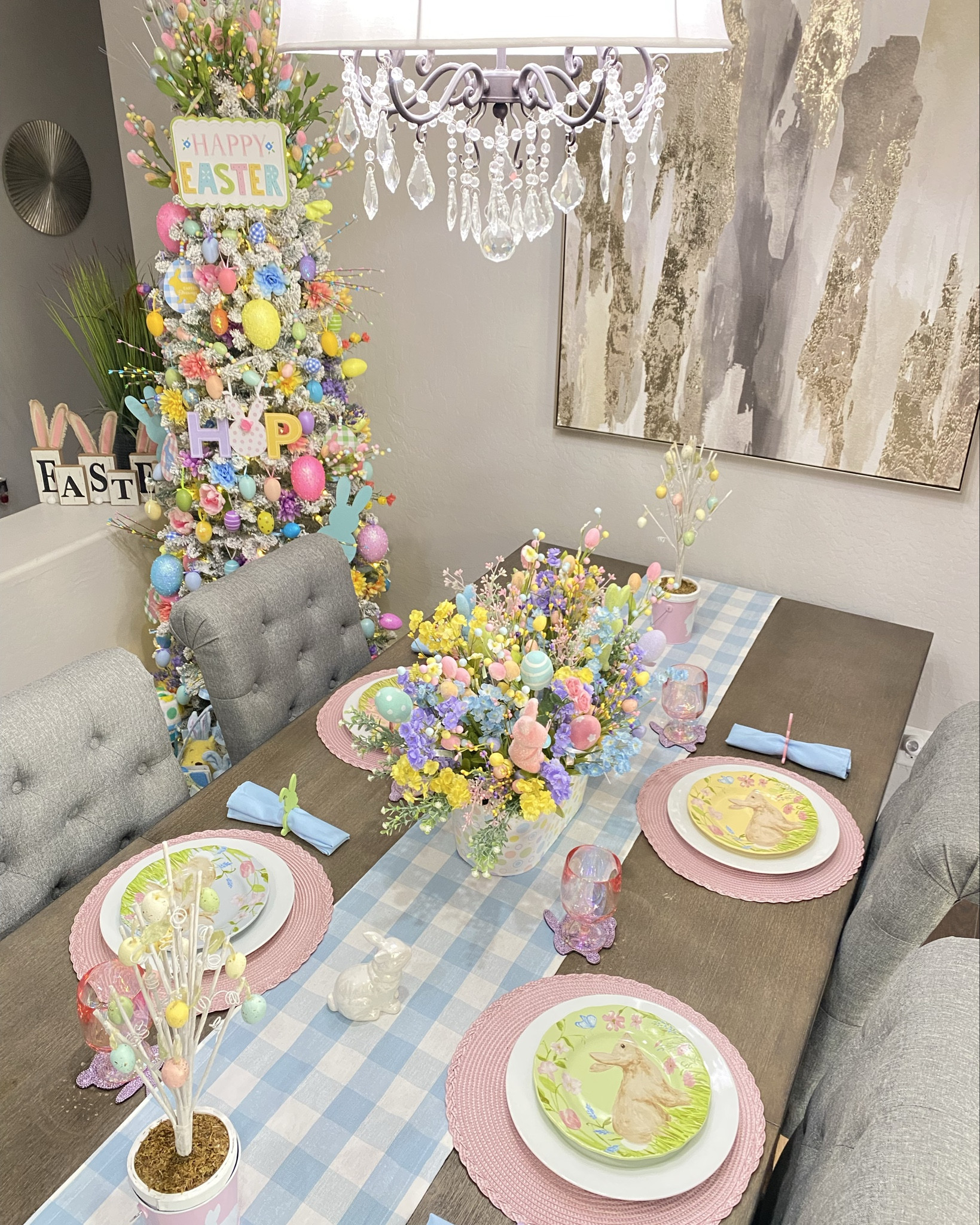 Are you ready for Easter? Do you host or eat out? I am hosting and here’s our table decorated for tomorrow 🐣🐇🐰💐

How cute are these plates? Found them at JcPenney! 
The small Easter trees are from HomeGoods 🤗

#Easter2025 #Easterblessings #stylewithnancy #partiesforless #Easterdtablescape #Eastertable #Easterdecorations

#LTKSeasonal #LTKHome #LTKFindsUnder50