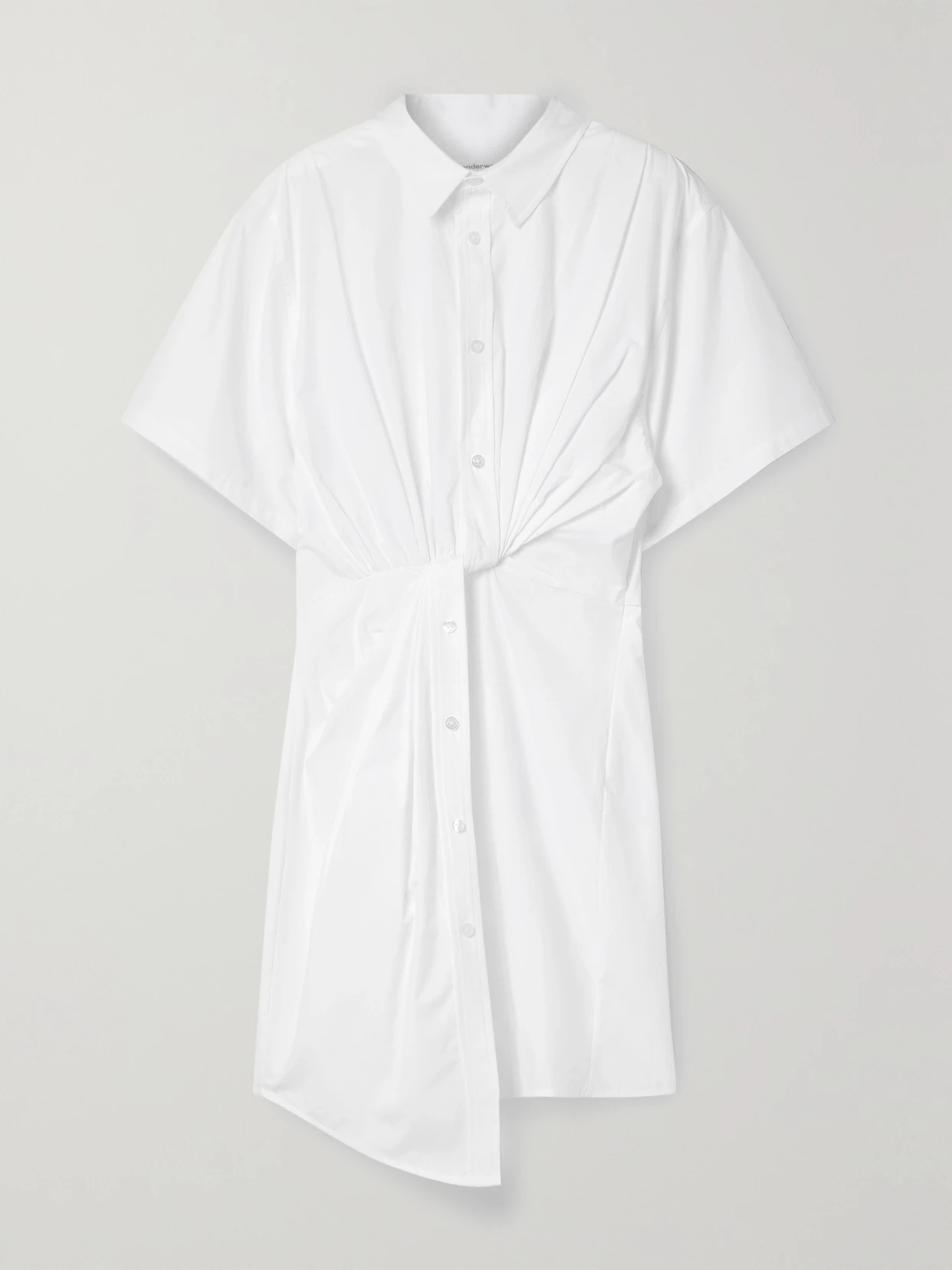 alexanderwang.t - Twist-front Cotton-poplin Mini Shirt Dress - White | NET-A-PORTER (US)