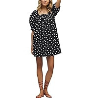 Women’s Polka Dot Mini Dress Summer Cute Puff Short Sleeve Short Dresses Causal Loose Square Neck Baybydoll Dress | Amazon (US)