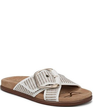 Sam Edelman Darla Raffia Stripe Criss Cross Buckle Hardware Slide Sandals | Dillard's | Dillard's