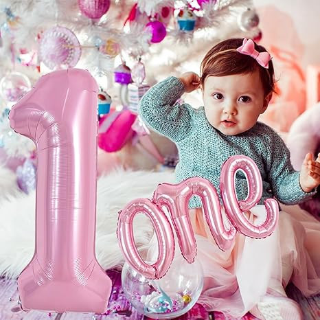TONIFUL 40 Inch Giant Light Pink Number 1 Balloon,Mylar Foil Script Cursive Letter 1 Balloon Bann... | Amazon (US)
