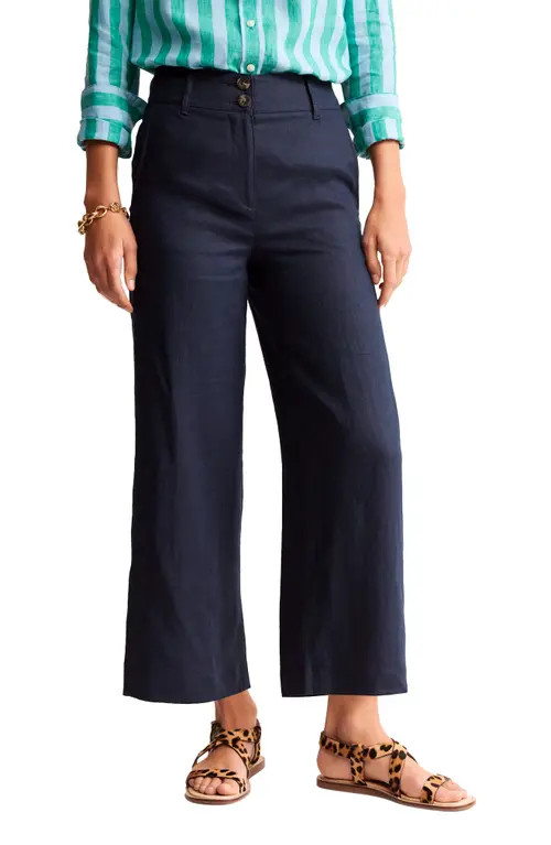 Boden Westbourne Linen Ankle Pants in Navy at Nordstrom, Size 8 | Nordstrom