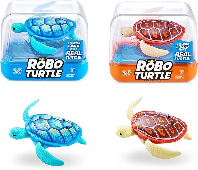 ROBO ALIVE Robo Turtle Robotic Swimming Turtle (Orange + Blue) by ZURU Water Activated, Comes wit... | Amazon (US)