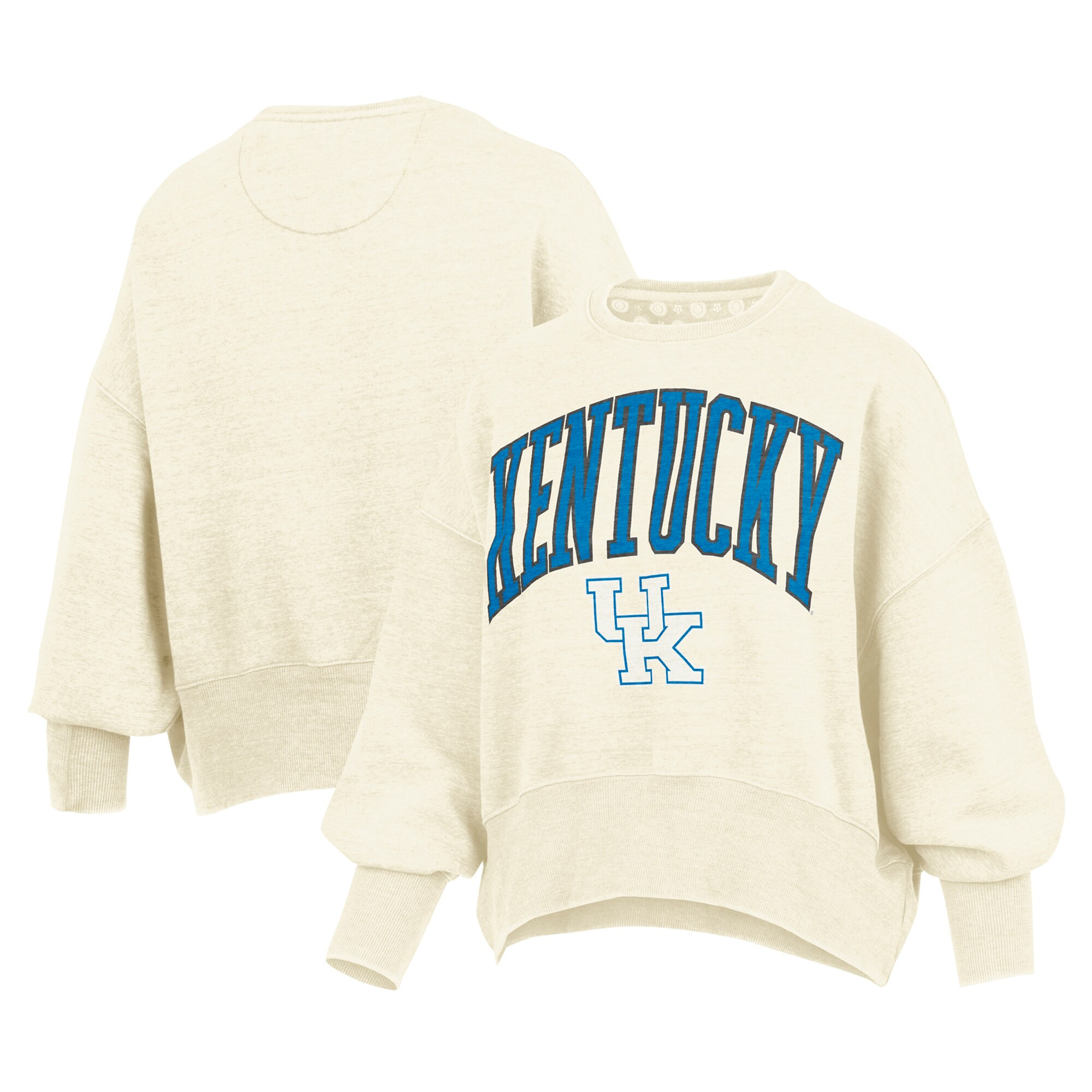 Kentucky Wildcats Pressbox Women's Marni Side Split Pennant Pullover Sweatshirt - Cream | Fanatics
