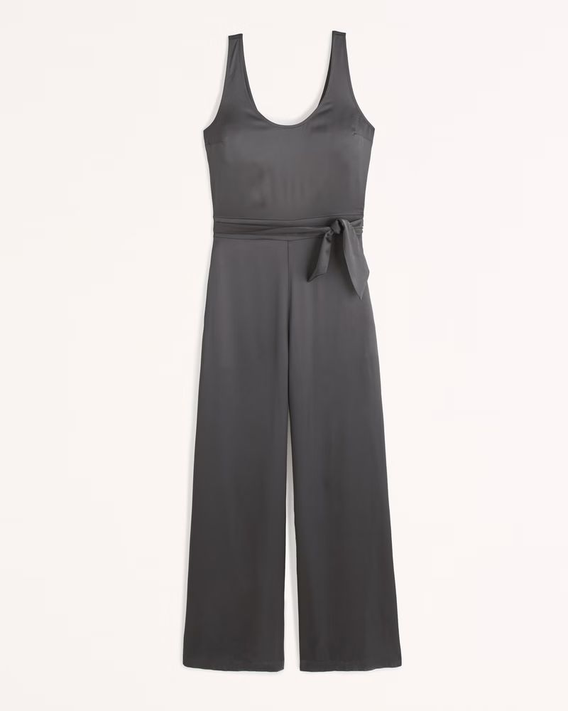 Belted Satin Jumpsuit | Abercrombie & Fitch (US)
