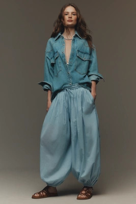 Forever That Girl Cotton Pleated Balloon Pants | Anthropologie (US)