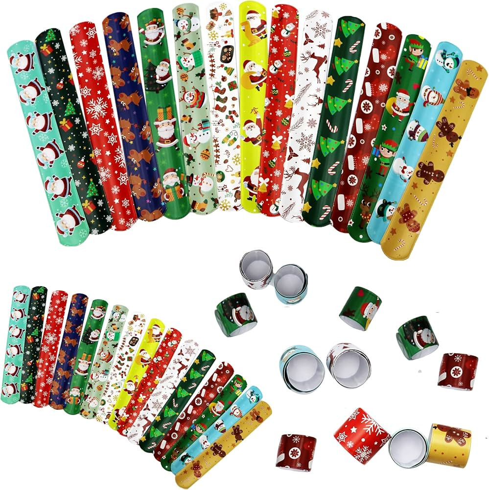 15 Pcs Christmas Slap Bracelets for Kids Christmas Slap Bracelets Bulk for Boys and Girls holiday... | Amazon (US)