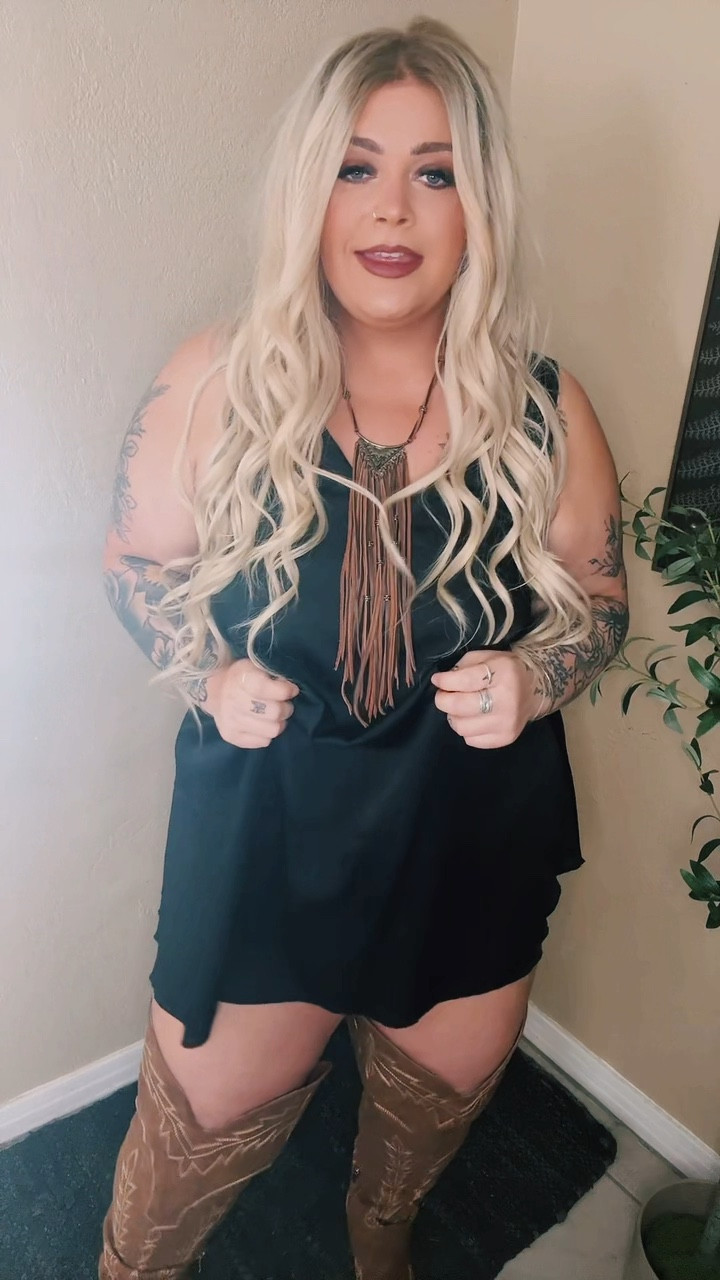 OOTD 🖤 #boots #dress #necklace #concertoutfit #westernfashion #western #country

#LTKMidsize #LTKStyleTip #LTKPlusSize