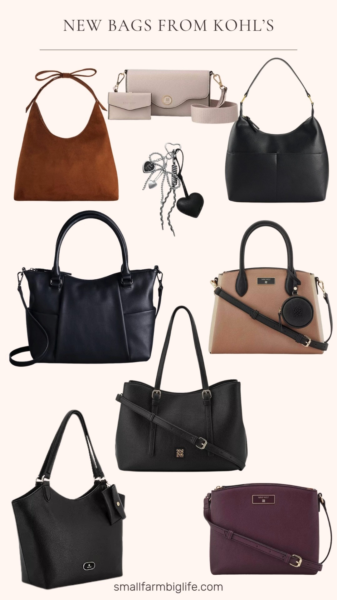 New Bags From Kohl’s 👜✨
So many gorgeous new arrivals! Bag charm details, chic shoulder and tote bags, plus the perfect crossbody in black, tan, burgundy, and brown. Loving these versatile neutrals for everyday style! 

 #LTKOver40 #LTKSaleAlert #LTKFindsUnder50