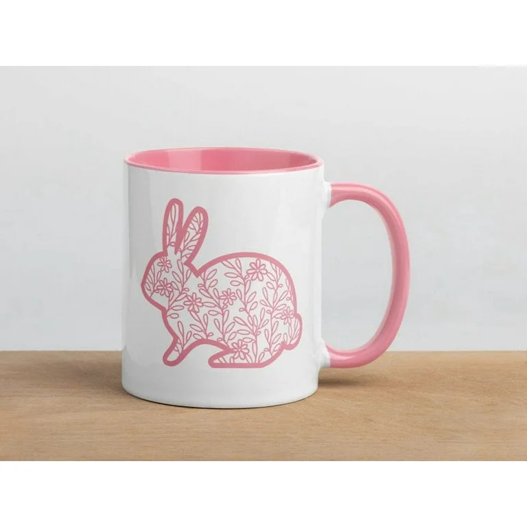 Floral Bunny Coffee Mug Pastel Spring Kitchen DE1cor, Easter Gift | Walmart (US)