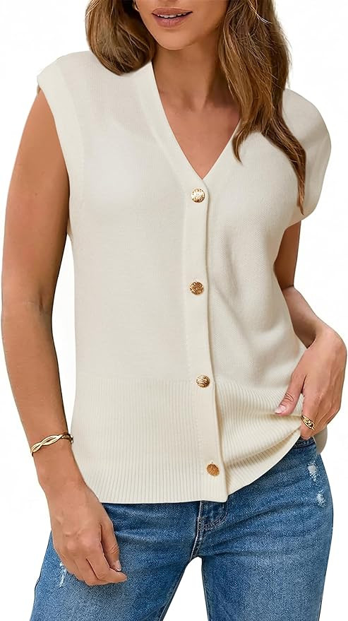 Arach&Cloz Women's Wool Blend Sweater Vest V Neck Button Down Cardigan Business Casual Tops 2026 | Amazon (US)