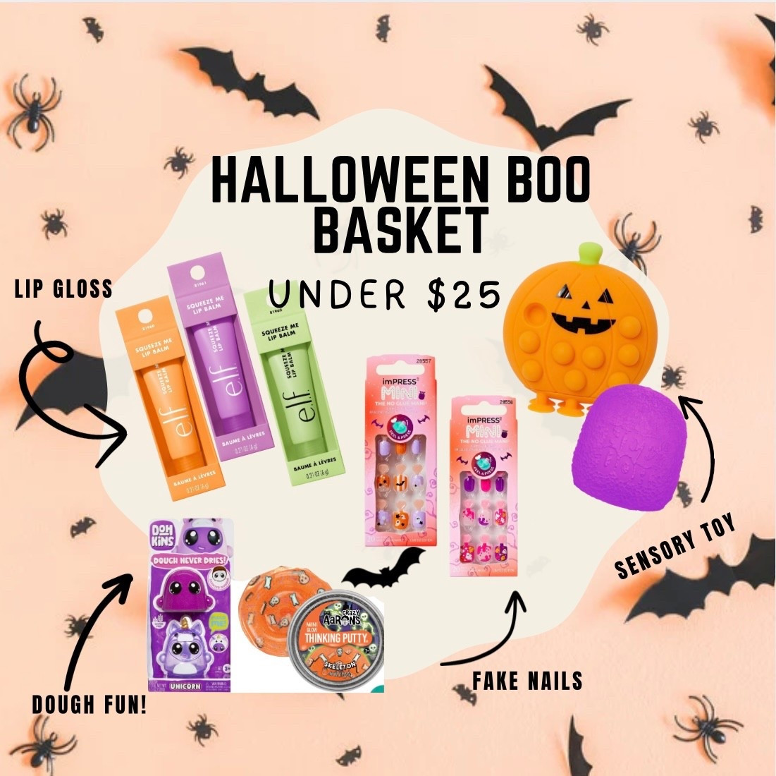 Cute Kids Halloween Boo Basket idea! 

Includes fun Halloween mini nails, lip gloss and more! 