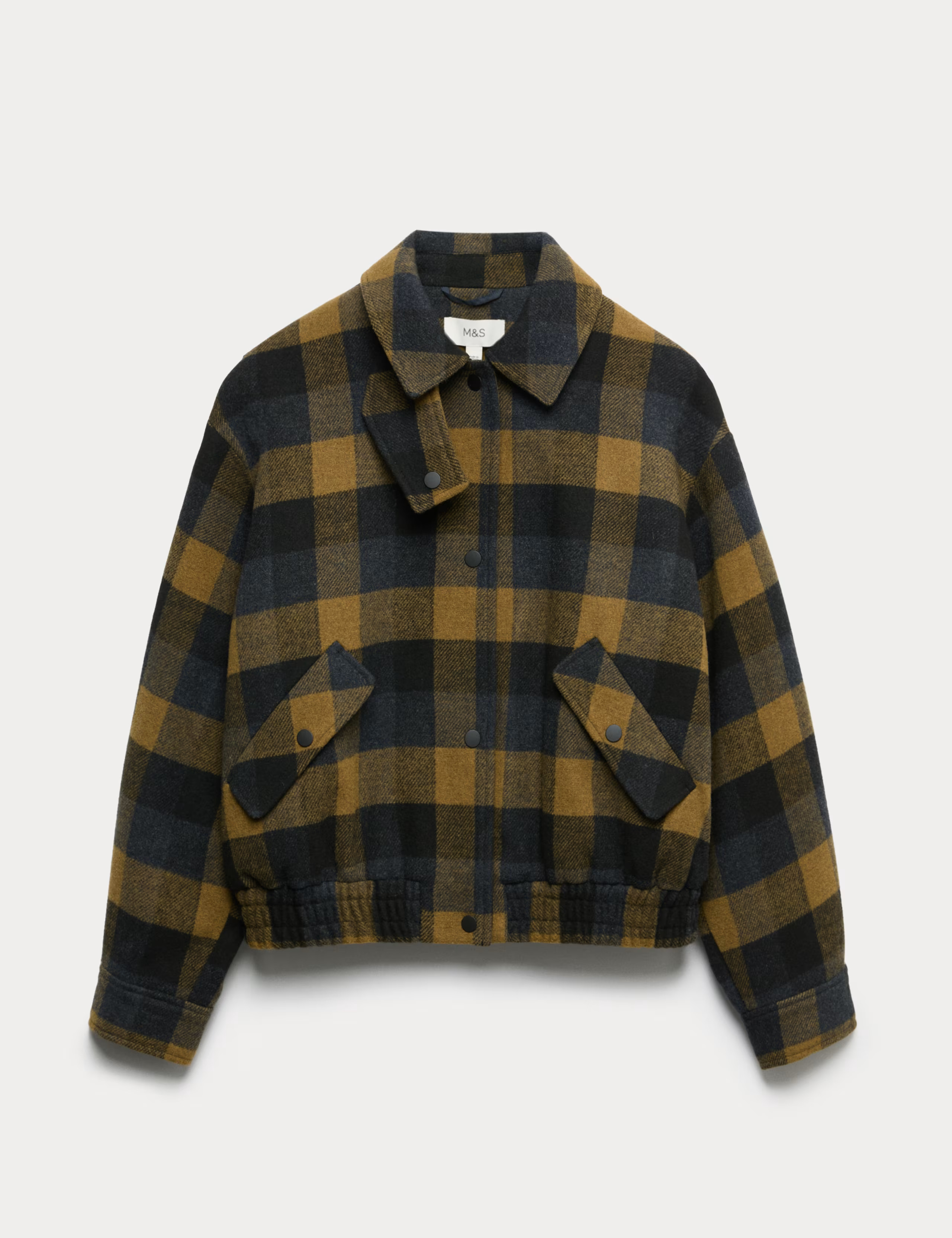 Checked Collared Bomber Jacket with Wool | Marks & Spencer (UK)