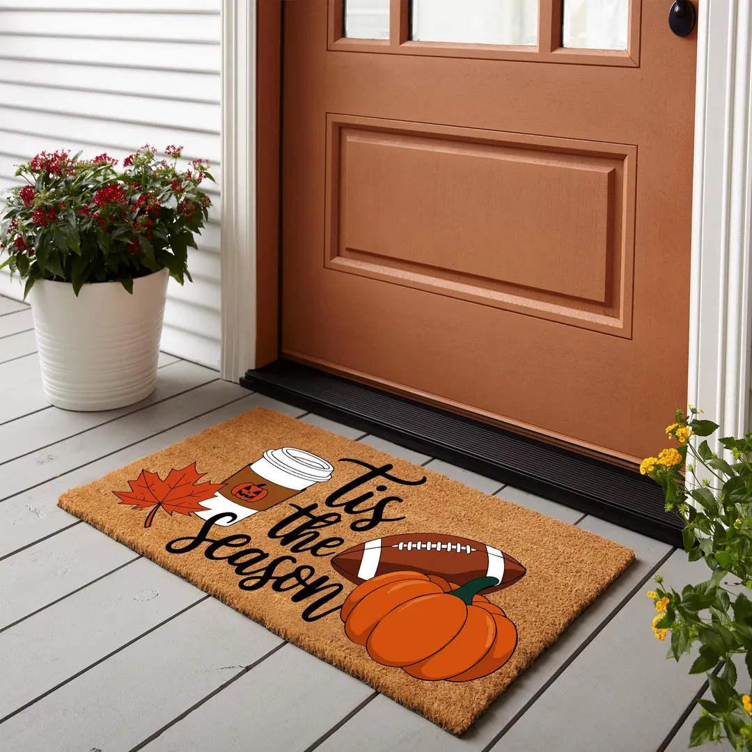 Tis the Season Welcome Mat, Pumpkin Spice, Autumn Decor, Autumn Welcome Mat, Fall Decor, Housewar... | Etsy (US)