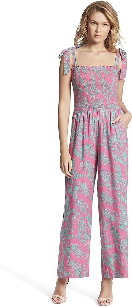 Jessica Simpson Women's Romie Shoulder Tie Smocked Jumpsuit | Amazon (US)