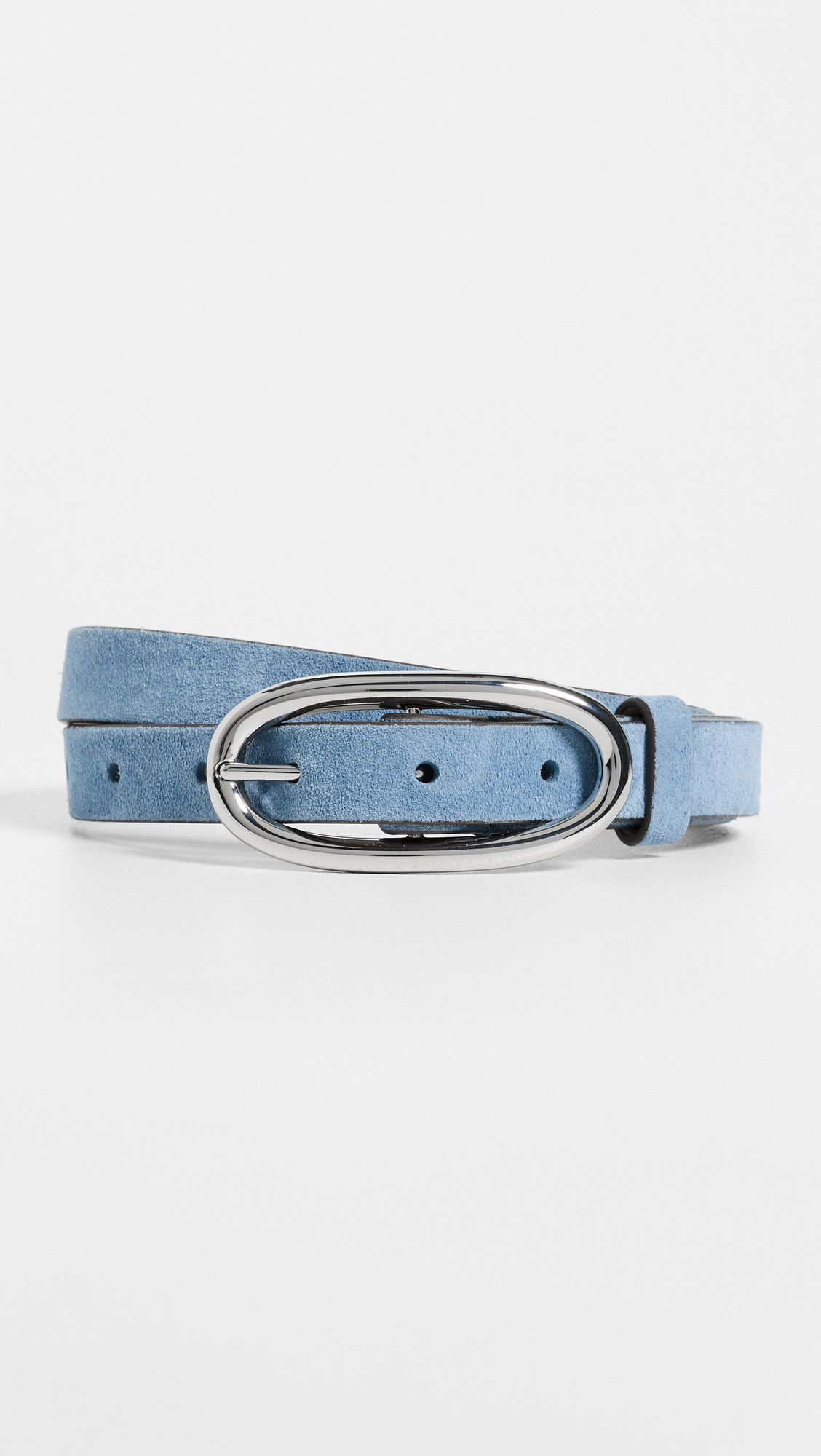 Tory Burch Pierced Suede Large Buckle Belt Steel Blue/Silver S | Shopbop