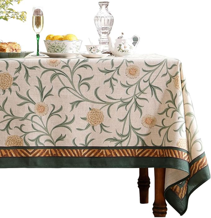 patdrea Designer French Linen Table Cloth for Rectangle Table,Vintage Fall Decorative Tablecloth,... | Amazon (US)