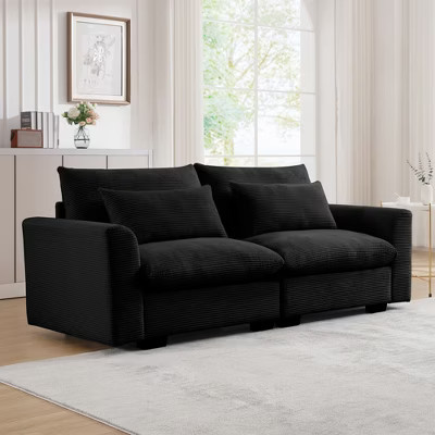 Black Corduroy Sofa Couch, Deep Seat Couches for Modern Living Room/Apartment/Office | Target