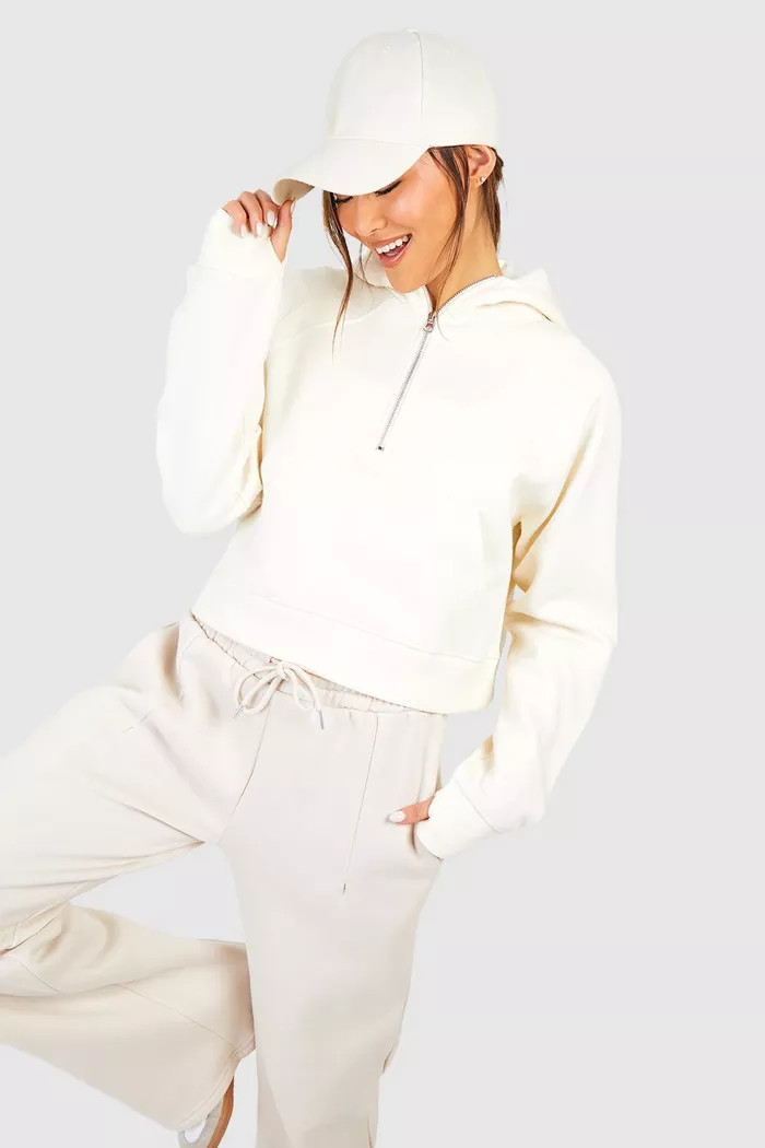 Ribbed Panel Half Zip Kangaroo Pocket Sweatshirt | boohoo (US & Canada)