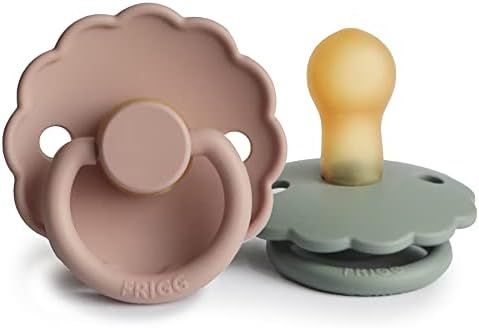 FRIGG Daisy Natural Rubber Baby Pacifier | Made in Denmark | BPA-Free (Blush/Sage, 0-6 Months) 2-Pac | Amazon (US)