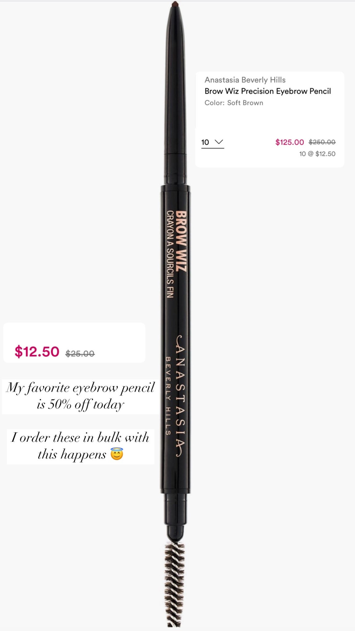 THE brow pencil is 50% off this is not a drill! I use color soft brown 🤍✨