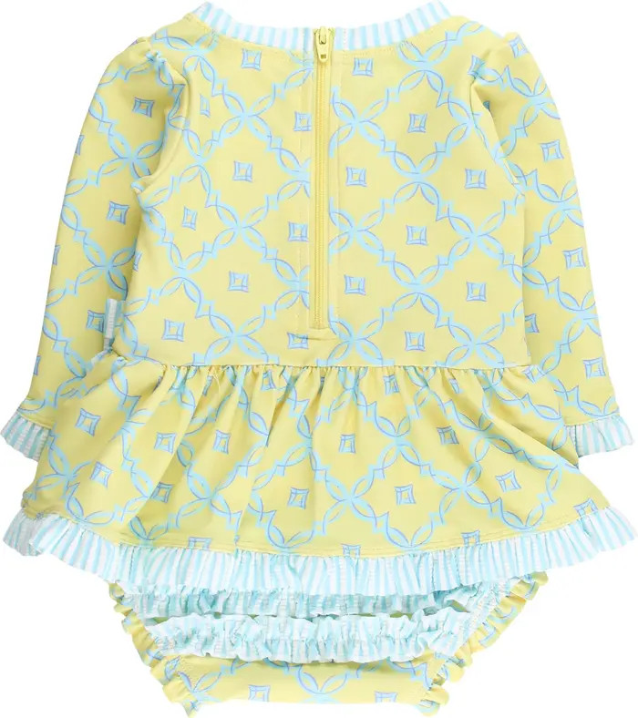 UPF50+ Long Sleeve One Piece Bow Peplum Rash Guard Swimsuit | Nordstrom