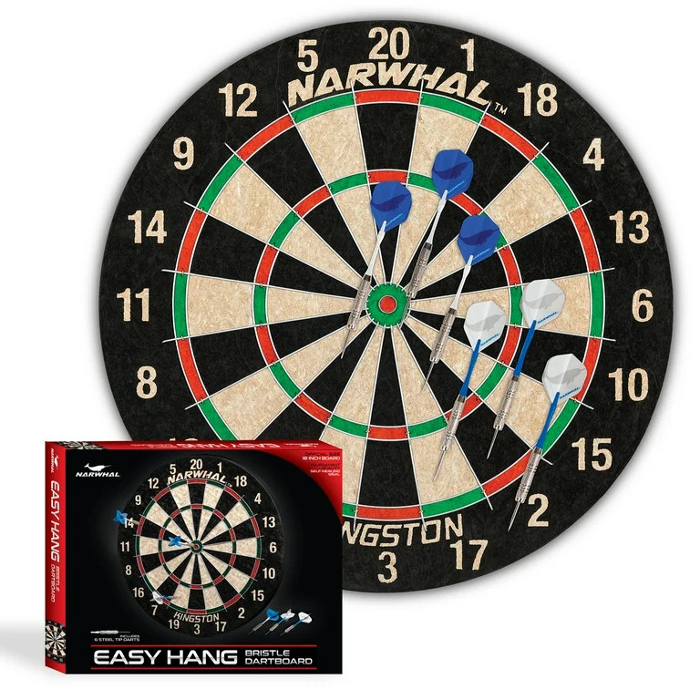 Narwhal Kingston Official Size Bristle Dartboard with 6 Steel Tip Darts | Walmart (US)