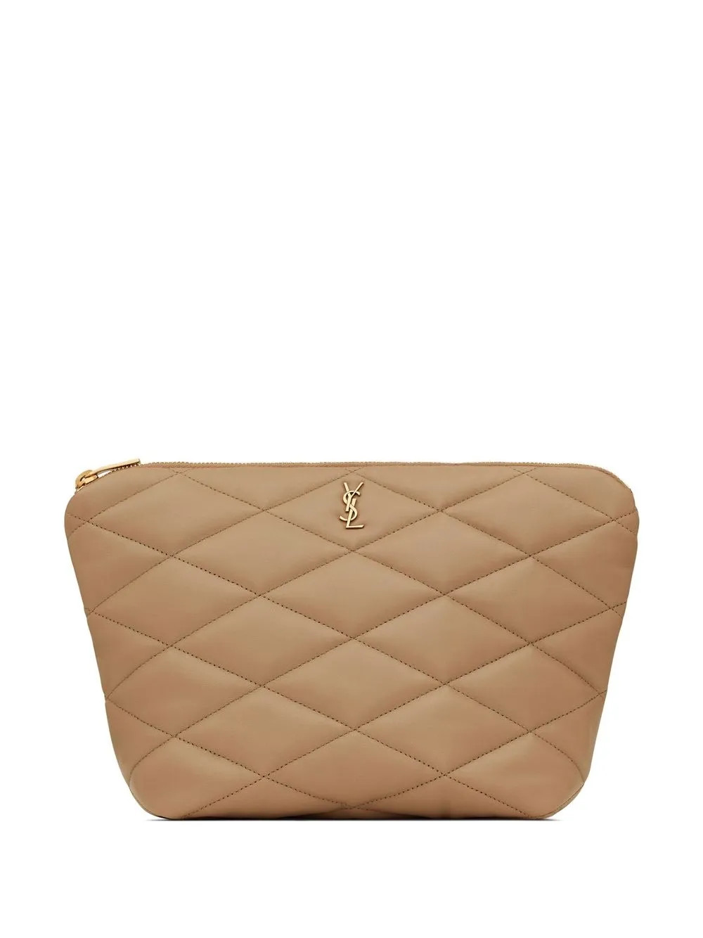Saint Laurent Quilted logo-plaque Makeup Bag - Farfetch | Farfetch Global