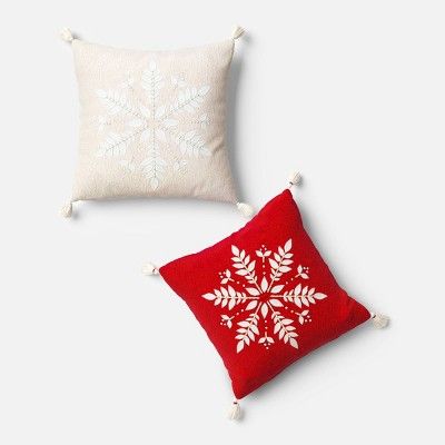 Snowflake Embroidered Boucle Square Throw Pillow - Threshold™ | Target