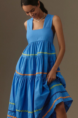 The Helena Square-Neck Tiered Midi Dress: Smocked Scallop Edition | Anthropologie (US)