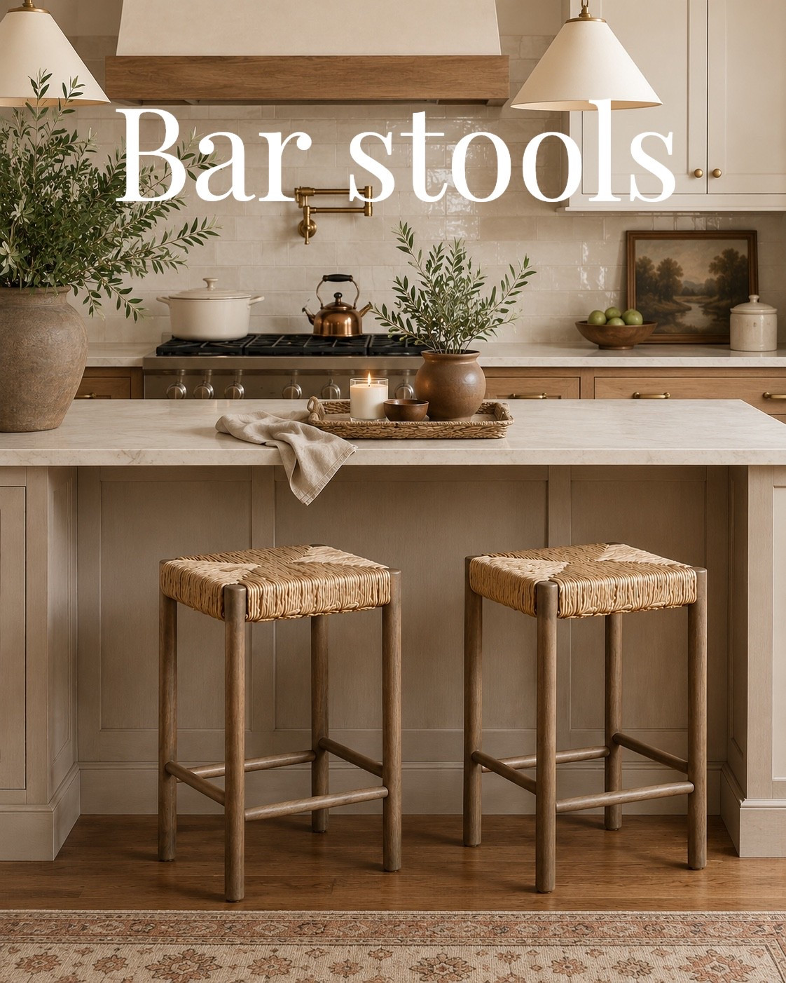 These woven stools are giving effortless Studio McGee vibes without the designer price tag 🤎 The warmth, texture, and neutral tones make this kitchen feel so cozy and elevated. Love how these instantly soften a space while still looking high-end. ✨