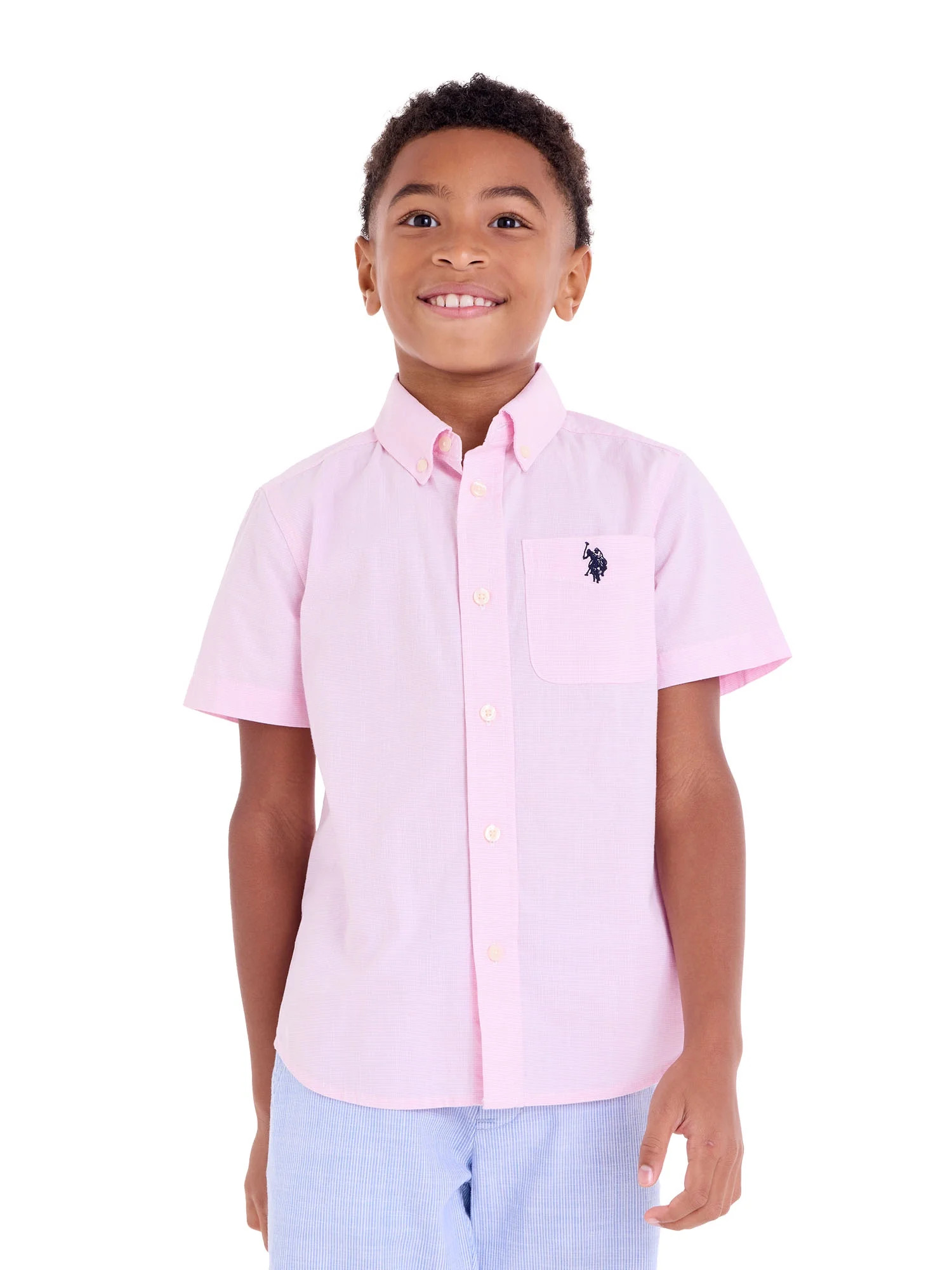 U.S. Polo Assn. Short Sleeve Button-Up Shirt for Boys, Sizes 4-18 | Walmart (US)