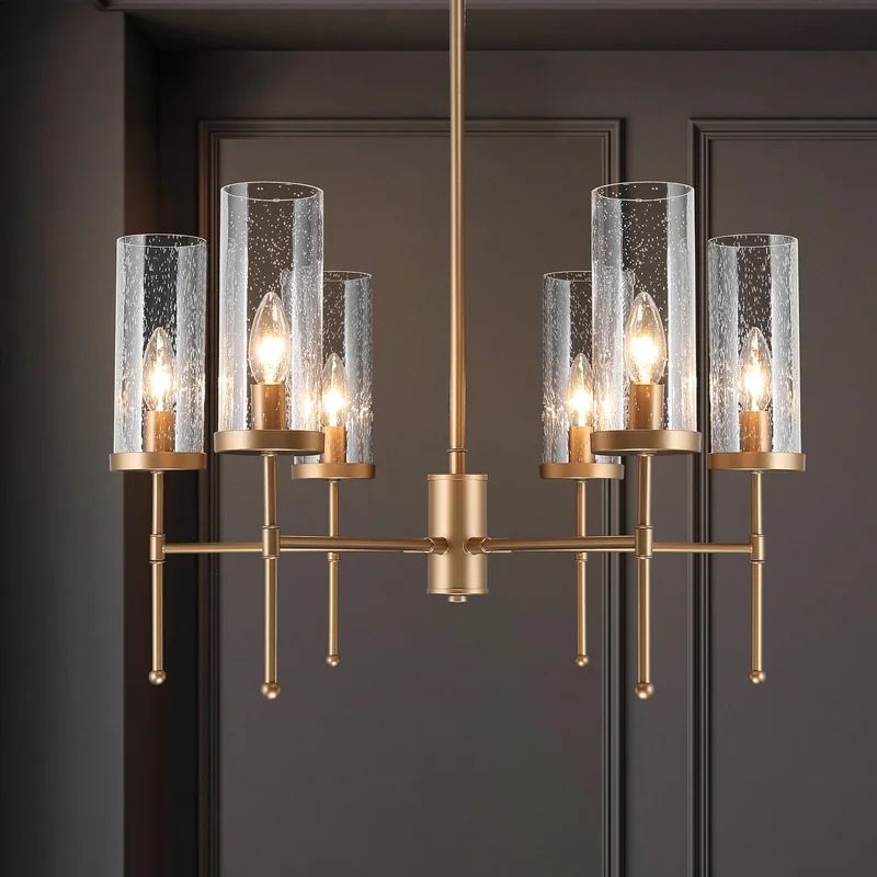 LNC 6-Light Antique Gold with Bubble Glass Shade Chandelier | Wayfair North America