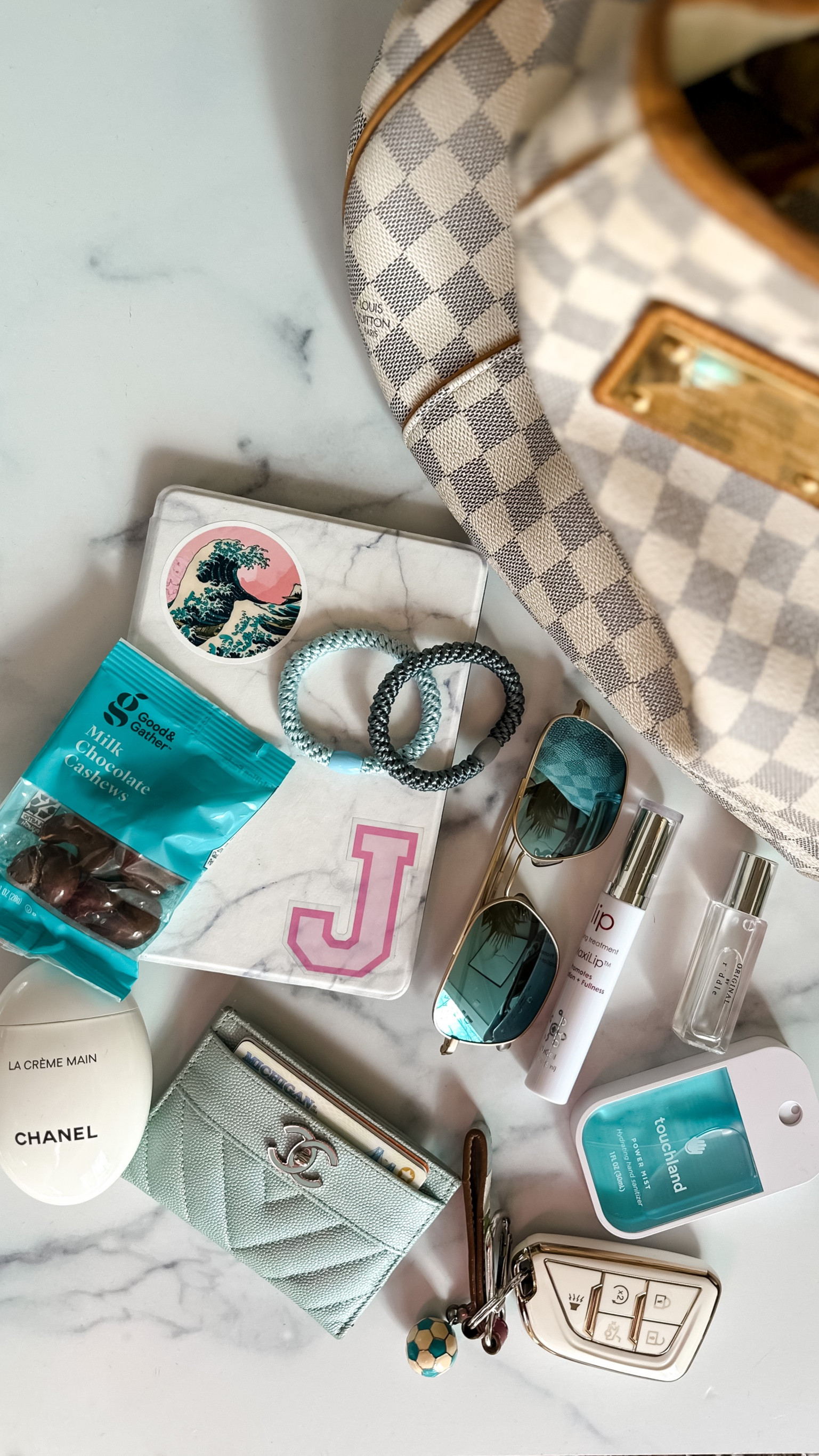 Purse Dump✨

I was digging for my sanitizer and Peyton commented on how everything I have is blue 💙 

Have you guys tried these pre-portioned snack bags from Target?! Soooo good. 