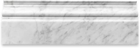 Stone Center Online Carrara White Marble 4x12 Baseboard Crown Molding Polished Kitchen Bath Wall ... | Amazon (US)