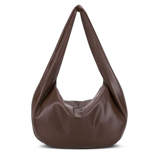JQWSVE Hobo Bags for Women Soft Leather Slouchy Bag Shoulder Purse Retro Fall Bag 2024 Casual Tote Bag Vegan Leather Handbag (Coffee) | Amazon (US)