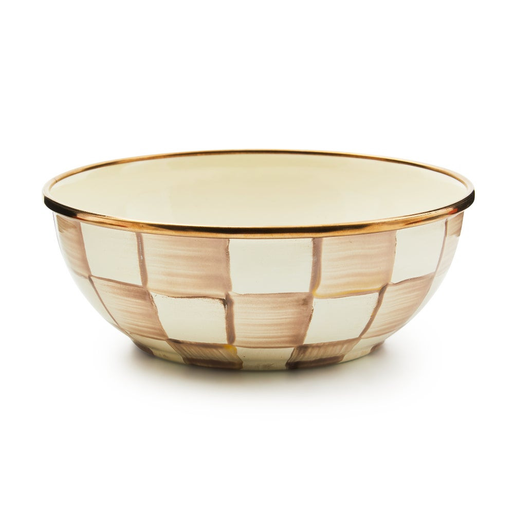 Mocha Check Enamel Everyday Bowl | MacKenzie-Childs