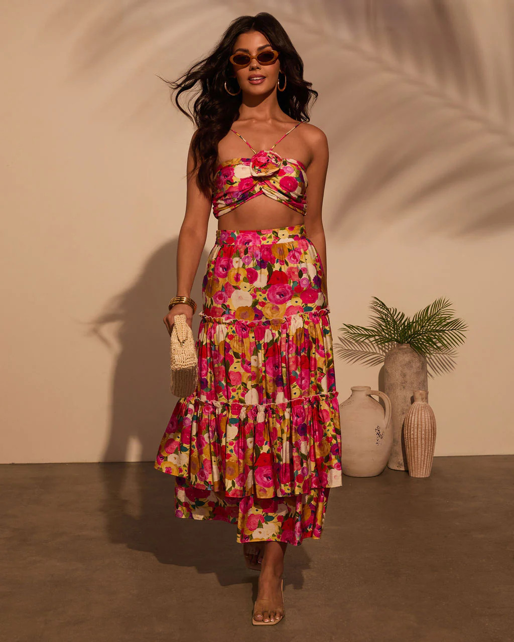 Margot Floral Halter Crop Top | VICI