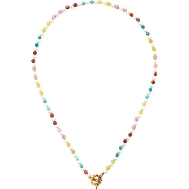 Strawberry Mix Pearl and Sunflower Toggle Necklace | Maisonette