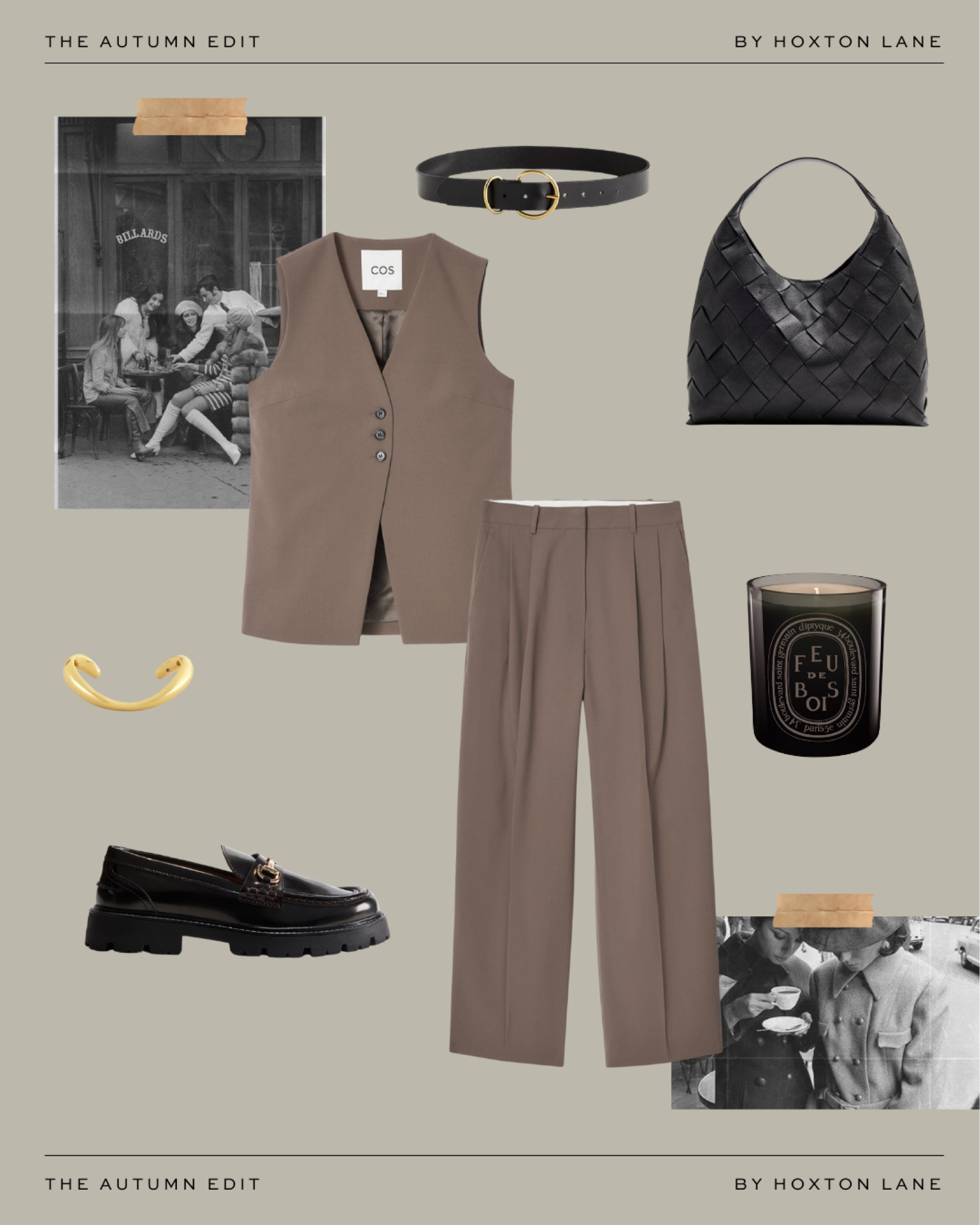 Fall work outfits loading 🖤🥐 obsessed with this taupe set from Cos, featuring a taupe / tan vest and waistcoat and matching taupe trousers with black loafers and a black woven bag. Perfect for early fall in the office or studio!

#LTKWorkwear #LTKSeasonal #LTKFindsUnder50