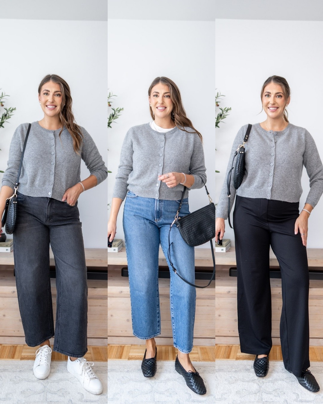 Gray cardigan outfit, fall cardigan outfit, casual fall style, workwear outfit ideas, wide leg jeans outfit, black trousers outfit, everyday fall fashion, neutral outfit inspiration, classic fall wardrobe, transitional fall outfit

One cardigan, three easy fall outfits 🤍 Pair it with denim, black trousers, or sneakers for an effortless layer that works from casual days to the office.

#LTKWorkwear #LTKTall #LTKMidsize