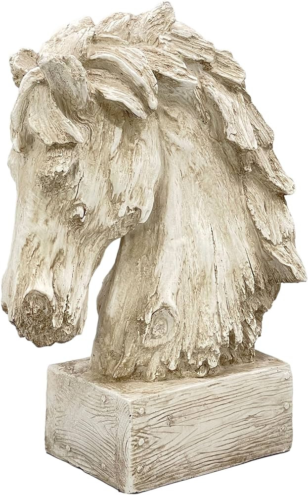 Galt International 18" Horsehead Resin Wood-Look Tabletop Sculpture Mantle Entryway Table Foyer Home Decor Statue (Beige) | Amazon (US)