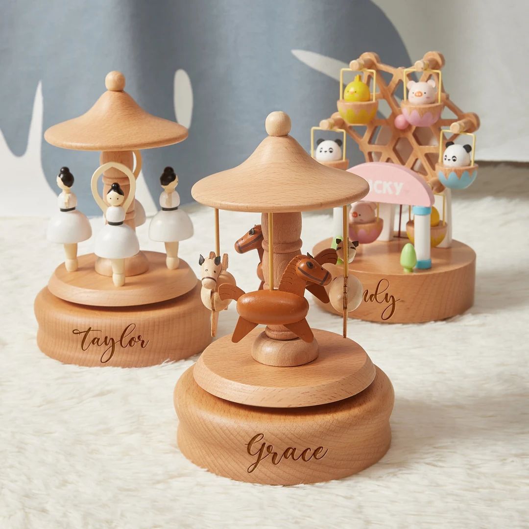 Personalized Musical Carousel Woodengift for Kidsengraved - Etsy | Etsy (US)