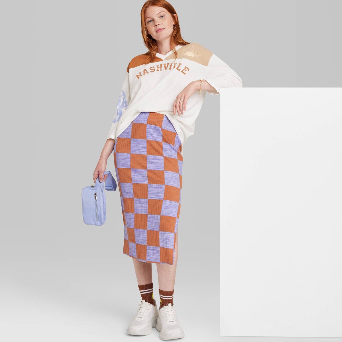 Women's Ascot + Hart Checkered Graphic Maxi Skirt | Target