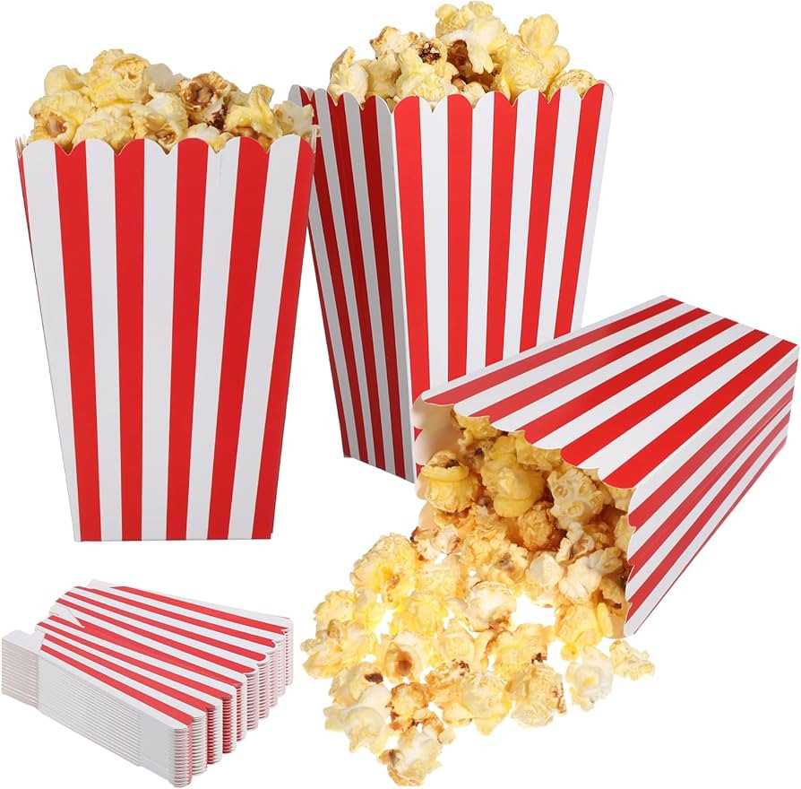 18Pcs Popcorn Boxes, Mini Cardboard Popcorn Box Cardboard Popcorn Bowl 2 x 2.75 x 5 Inch, Movie N... | Amazon (US)