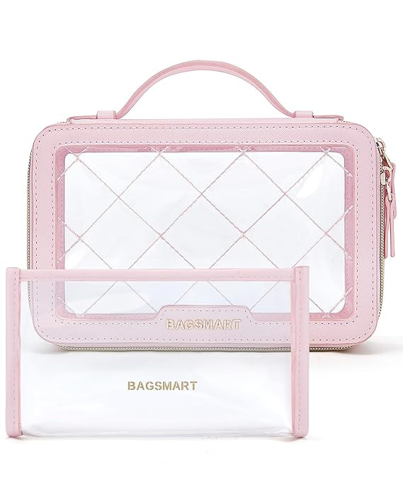 BAGSMART Clear Makeup Bag Set, TSA Approved Toiletry Bag, Clear Travel Bags for toiletries, Cosme... | Amazon (US)