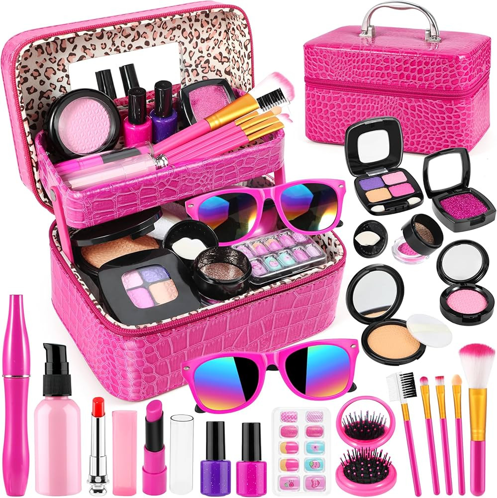 Luucio Pretend Makeup for Toddlers, Fake Makeup Set for Girls - with Double-Layer Bag for Birthda... | Amazon (US)