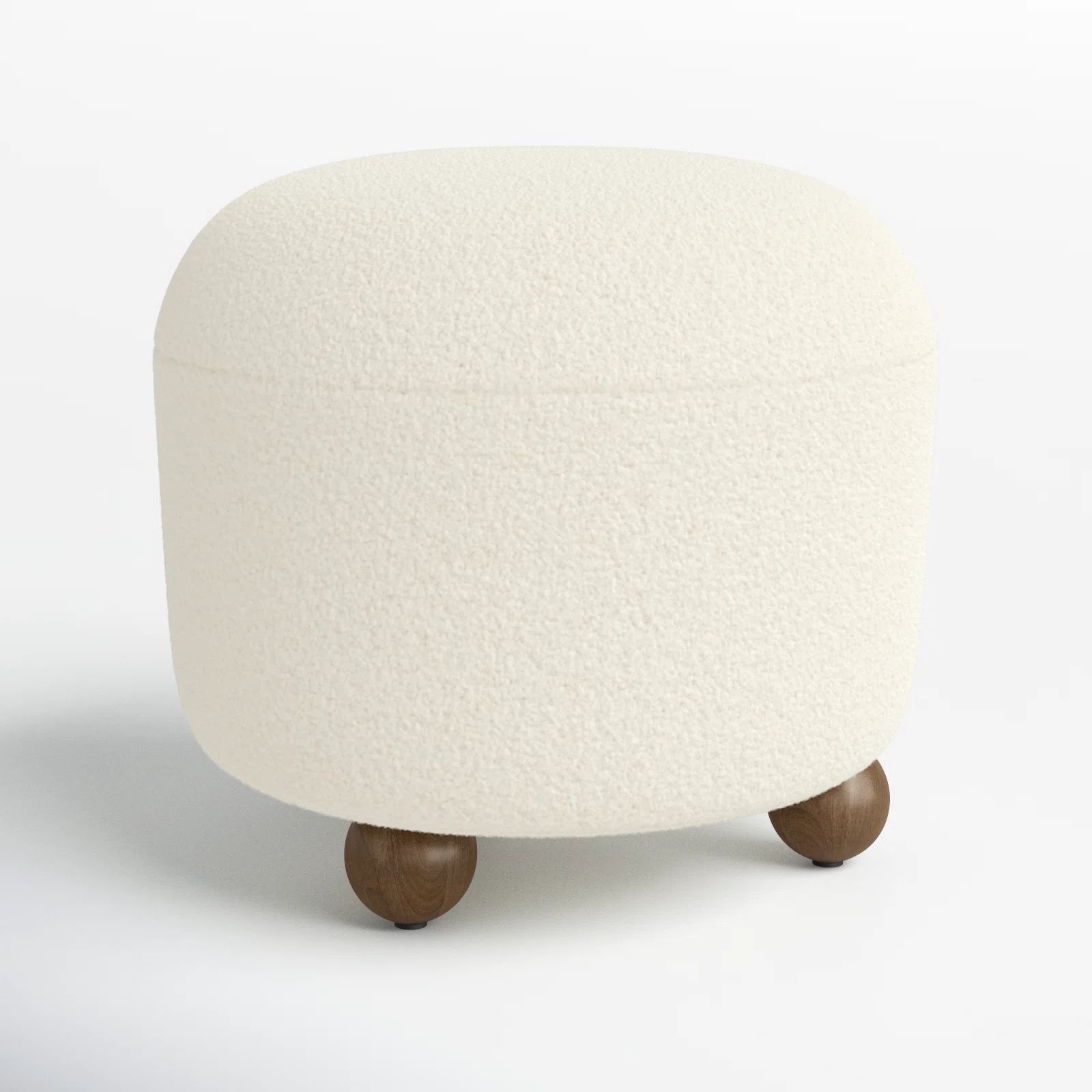 Joss & Main 17"H Beige Round Ottoman With Ball Feet | Wayfair | Wayfair North America